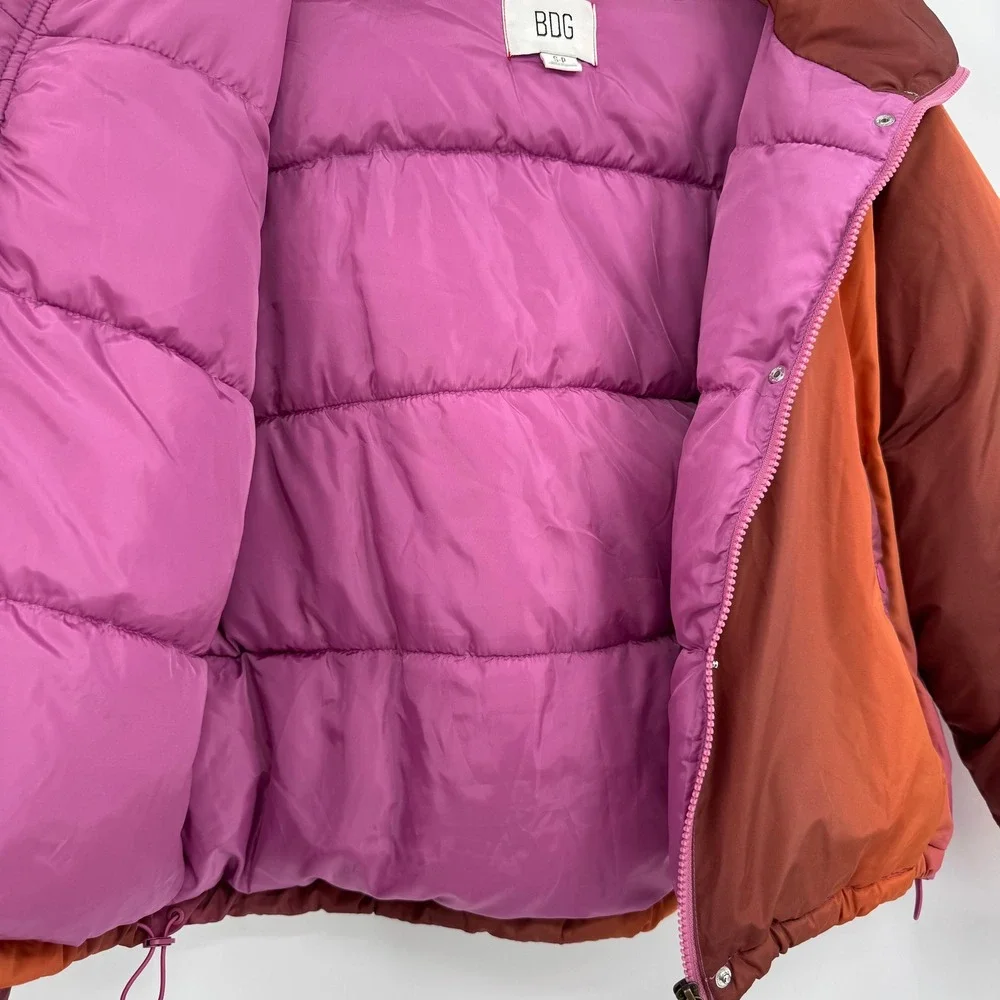 BDG Urban Outfitters Isla Funnel Neck Ombre Puffer Jacket Orange/Purple Small